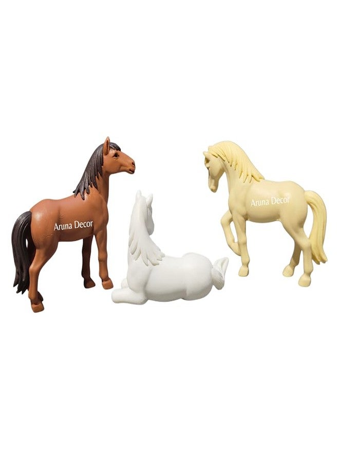 Aruna Decor Cute Miniature Horse Figurines Set of 3 | PVC Animal Figurines for Miniature Garden Decor, Dollhouse Accessories, Gifting - Image 2
